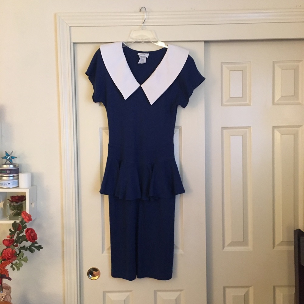 Vintage Jody Blue Peplum Dress Size 9/10